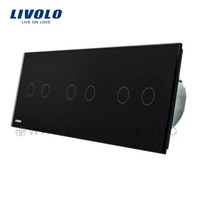 Intrerupator dublu+dublu+dublu wireless RF, generatia noua Negru