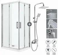 Set cabina dus 80x80 cm Sanswiss Ocelia cu coloana de baie deante crom Oregano