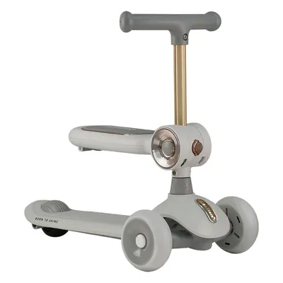 Trotineta copii cu sezut, Transformabila 2in1, Bebe Stars, Scooter Xride, Cu lumini, Conform cu EN71-1:2014+A1:2018, EN71-2:2020, EN71-3:2019+A1:2021, Grey