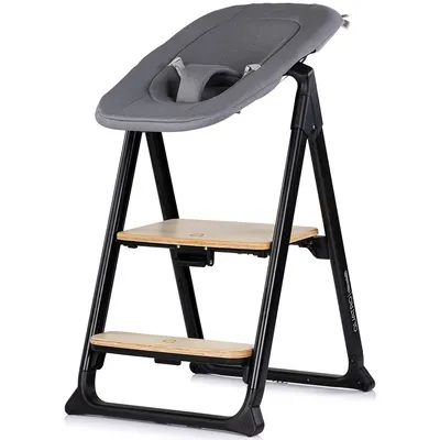 Scaun de masa 4 in 1 Chipolino Quatro Charcoal, transformabil, reglabil si pliabil
