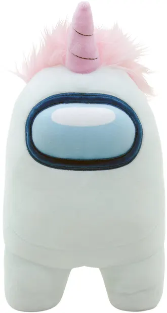 Figurină de pluș YuMe Games: Among Us - White Crewmate with Unicorn Hat, 30 cm