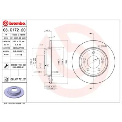 Disc frana BREMBO 08.C172.21