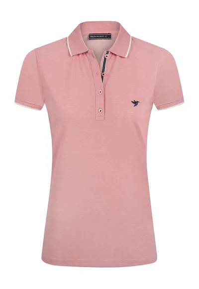 Tricou polo din amestec de bumbac - Bleumarin/Dusty pink