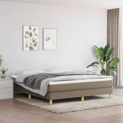 vidaXL Cadru de pat cu arcuri, gri taupe, 180x200 cm, textil