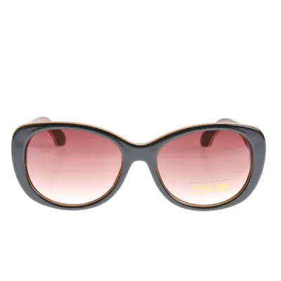 Ochelari de soare eleganti cu rame negre si lentile roz gradient