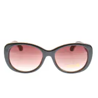Ochelari de soare eleganti cu rame negre si lentile roz gradient