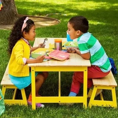 Cutie Bento Lunch Munchkin cu ustensile din inox 18L+ yellow