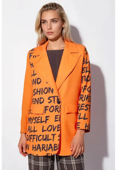Sacou dama - jacheta tip blazer supradimensionata - portocaliu - crep