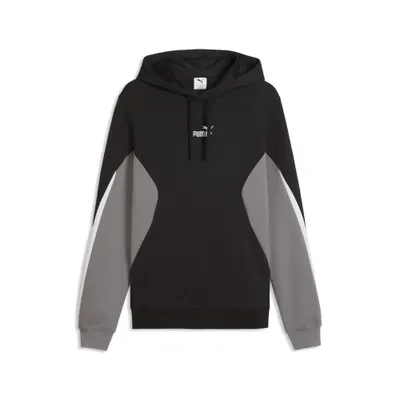 Pulover alergare bărbați cu glugă Essentials Colourblock, negru și gri PUMA