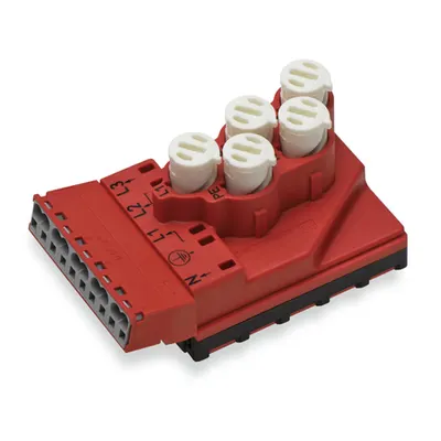 Supply module; 5 x 2.5 mm² + 2 x 1.5 mm²; 5-pole; Cod. P; with strain relief housing; 4,00 mm²; red