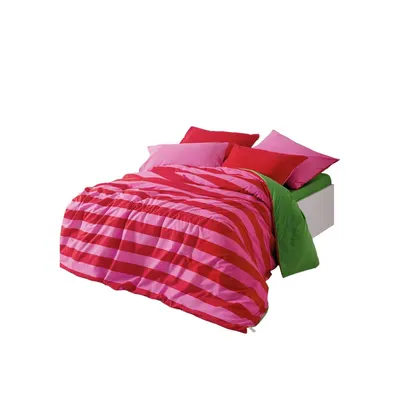 Lenjerie de pat verde-roz din bumbac ranforcé pentru pat dublu, extinsă, cu cearceaf inclus, cu 4 piese 200x220 cm Cherie – Mijolnir