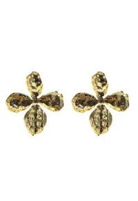 Cercei aur galben 14K - design floral - masivi