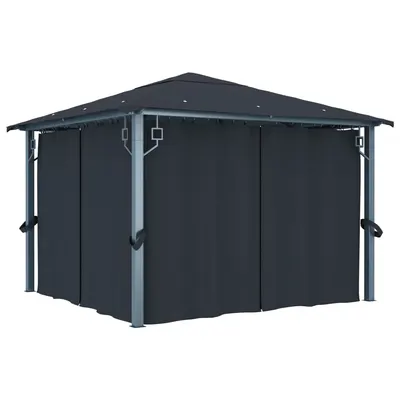Gossi pavilion cu perdele, antracit, 300 x 300 cm, aluminiu