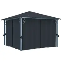 Gossi pavilion cu perdele, antracit, 300 x 300 cm, aluminiu