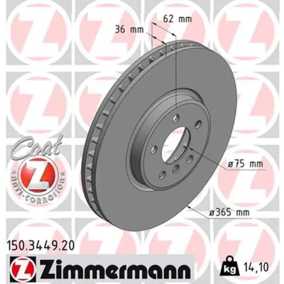 Disc frana ZIMMERMANN 150.3449.20