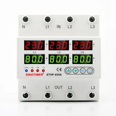 Releu TRIFAZIC siguranta digitala de protectie tensiune 220V 1-100A recuperare automata STVP-935-100A