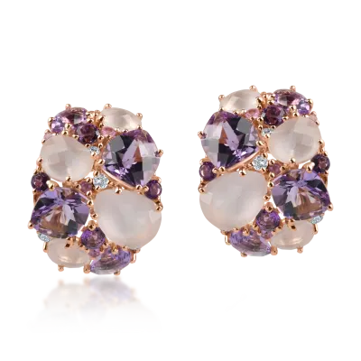 Cercei din aur roz cu pietre pretioase si semipretioase de 8.82ct