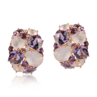 Cercei din aur roz cu pietre pretioase si semipretioase de 8.82ct