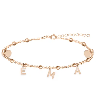 Eliana - Bratara personalizata tip salba pentru picior cu nume din argint 925 placat cu aur roz