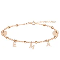 Eliana - Bratara personalizata tip salba pentru picior cu nume din argint 925 placat cu aur roz