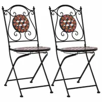 vidaXL Scaune pliante mozaic ceramice maro, 2 buc.