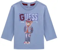 Bluză cu mânecă lungă Guess - Ursuleț cu pălărie, albastru, 12 luni