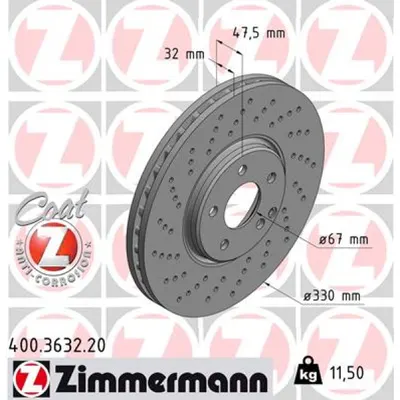 Disc frana ZIMMERMANN 400.3632.20