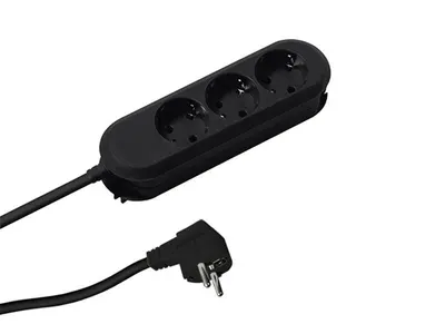 Prelungitor Bachmann SMART 3xCEE7/3,fara intrerupator, lungime cablu 1.5m, H05VV-F 3G1.5 negru nedemontabil