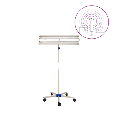 Dispozitiv de dezinfectie cu lumina ultravioleta UV-C (lampa UV-C) LBA-ER 2x30W, cu montare pe stativ mobil