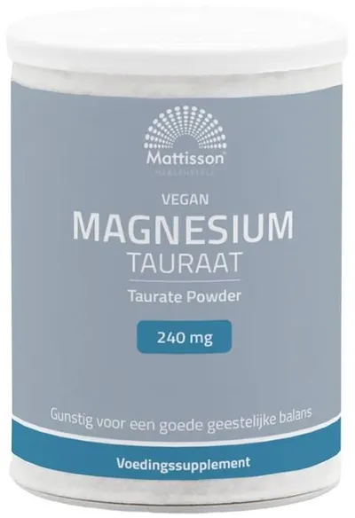 Vegan Magnesium Taurate, 240 mg, 250 g, Mattisson Healthstyle