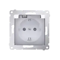 Priza Schuko IP44 cu obturator si rama, capac transparent, 16 A, 250V~, borne cu surub,alb