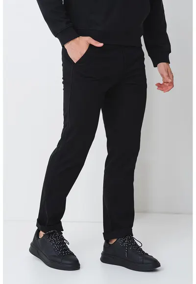 Pantaloni cargo cu talie medie - Negru