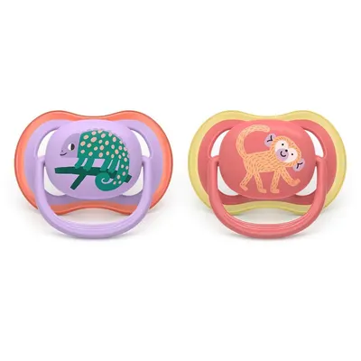 Set 2 Suzete Philips Avent Ultra Air Silicon Fetita 18 luni Cameleon/Maimuta