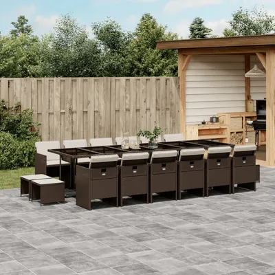 Gossi set mobilier de gradina cu perne, 17 piese, maro, poliratan