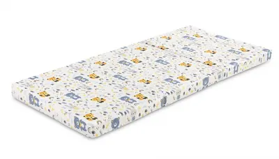 Saltea pliabila pentru patut copii Sensillo Forest Friends 120x60x5 cm,husa detasabila din bumbac,compatibila cu patuturi clasice si pliabile