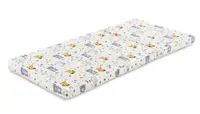 Saltea pliabila pentru patut copii Sensillo Forest Friends 120x60x5 cm,husa detasabila din bumbac,compatibila cu patuturi clasice si pliabile