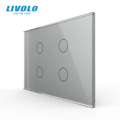 Intrerupator cvadruplu, standard italian, cu panou sticla, 3M Gri