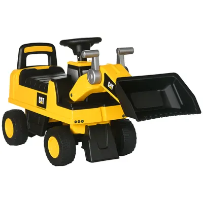 HOMCOM CAT cu Licență pentru Constructii de Condus cu Cupa Manuala, Excavator pentru Copii Mici, cu Claxon | Aosom Romania