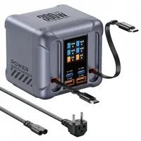 Incarcator Statie Cu Cablu USB-C OEM HW866, 300W, 5A, 2 x USB-A - 2 x USB-C, Gri