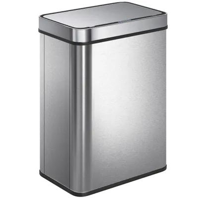 HOMCOM Coș de gunoi cu senzor 50 L cu capac cu închidere silențioasă, coș de gunoi automat din oțel inoxidabil, argintiu | Aosom Romania