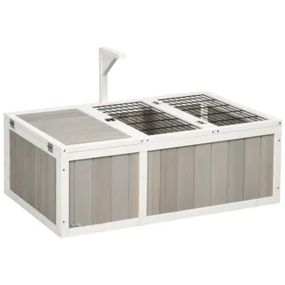 PawHut Casă-tarc pentru țestoasă cu 2 spații dim. 91,5L x 61l x 33H cm - lemn de brad | Aosom Romania