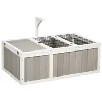 PawHut Casă-tarc pentru țestoasă cu 2 spații dim. 91,5L x 61l x 33H cm - lemn de brad | Aosom Romania
