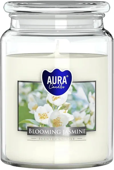 Lumânare parfumată Bispol Aura - Blooming Jasmine, 500 g
