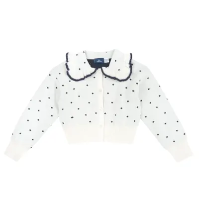 Cardigan bebelusi Chicco tricotat, alb cu bleumarin, 00580-69MC