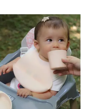 Baveta reglabila BabyJem din silicon Mini Ecru