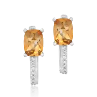 Cercei din aur alb cu citrine rectangulare de 1.606ct si diamante de 0.065ct