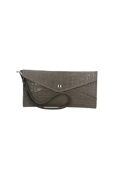 Portofel de piele cu aspect de piele de crocodil 25677 - Gri
