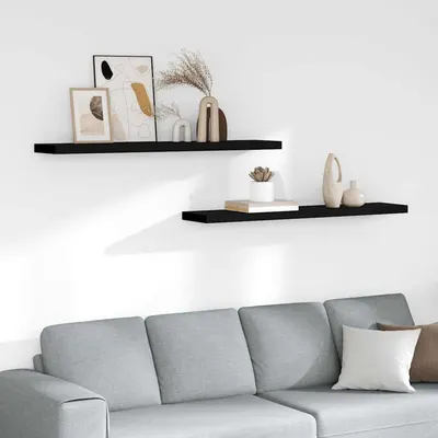 vidaXL Rafturi de perete suspendate 2 buc., negru 120x23,5x3,8 cm, MDF