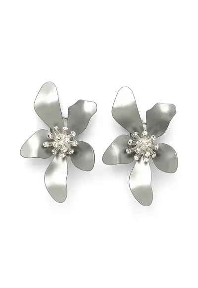 Cercei de aluminiu in forma de floare - Gri