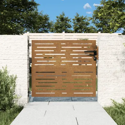 vidaXL Poartă de grădină 85x100 cm, oțel Corten, design pătrat